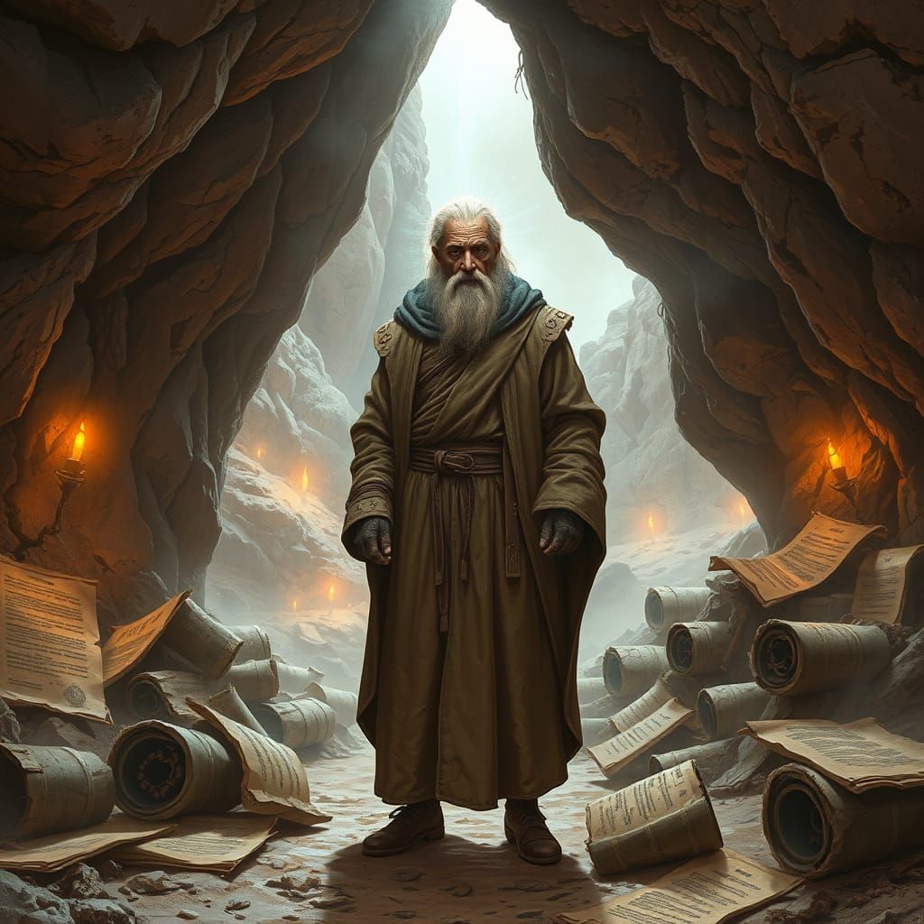 Desert Cave Discovery: Ancient Scrolls and Ethereal Glow