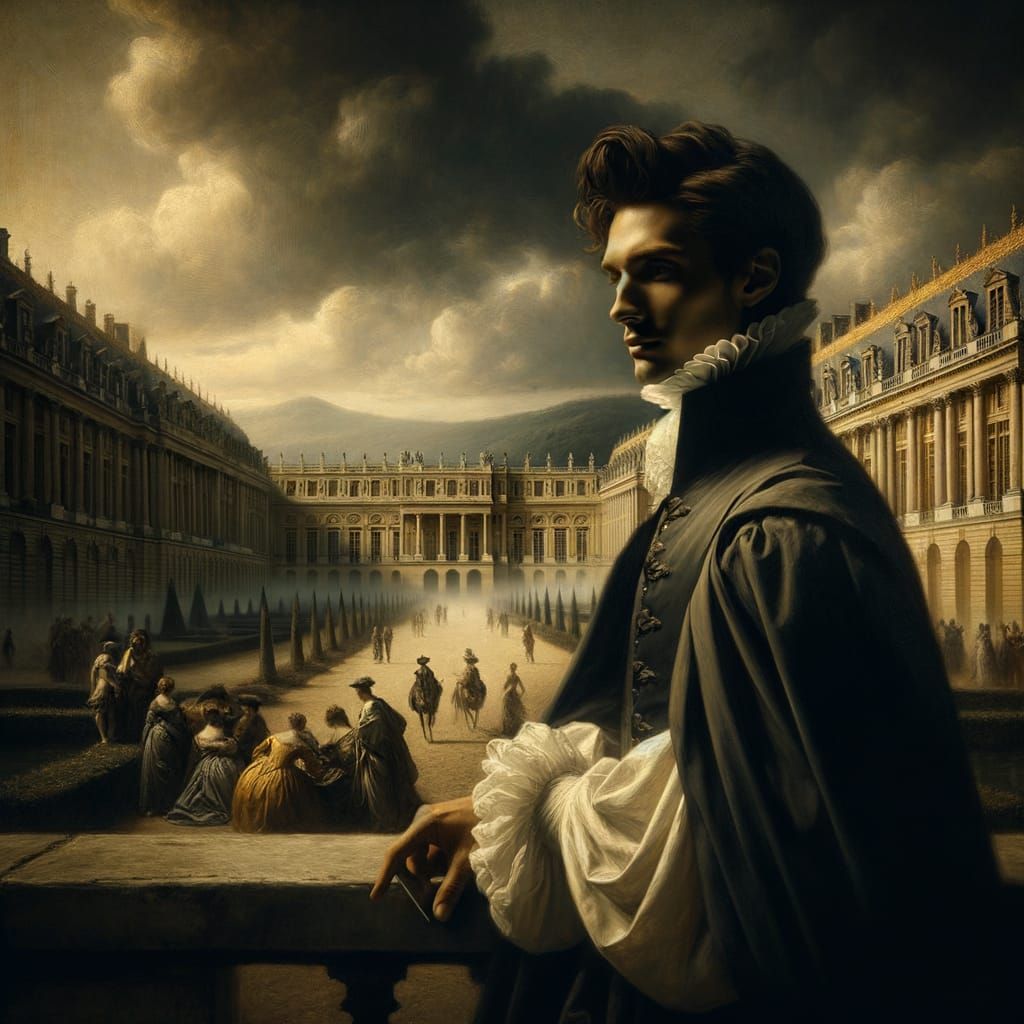 Renaissance Man at Versailles in Chiaroscuro Style