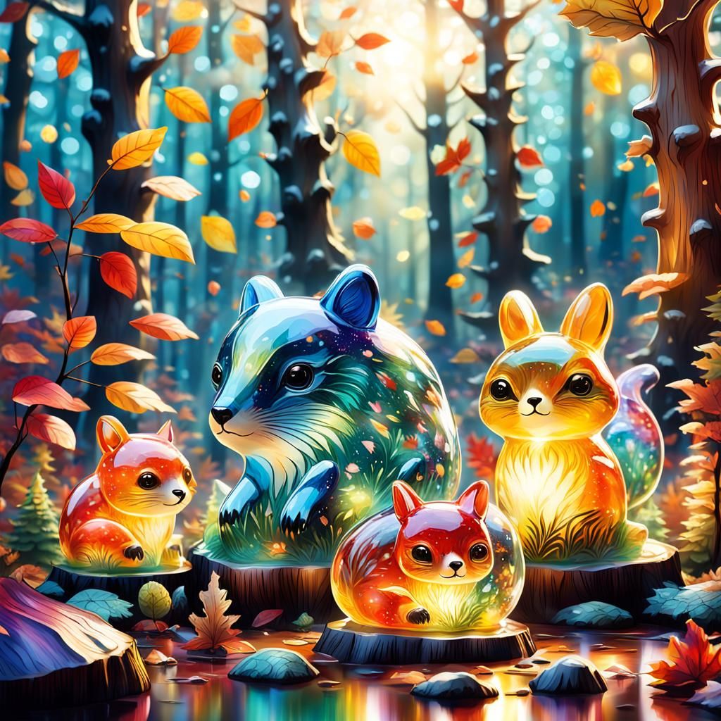 glass woodland critters