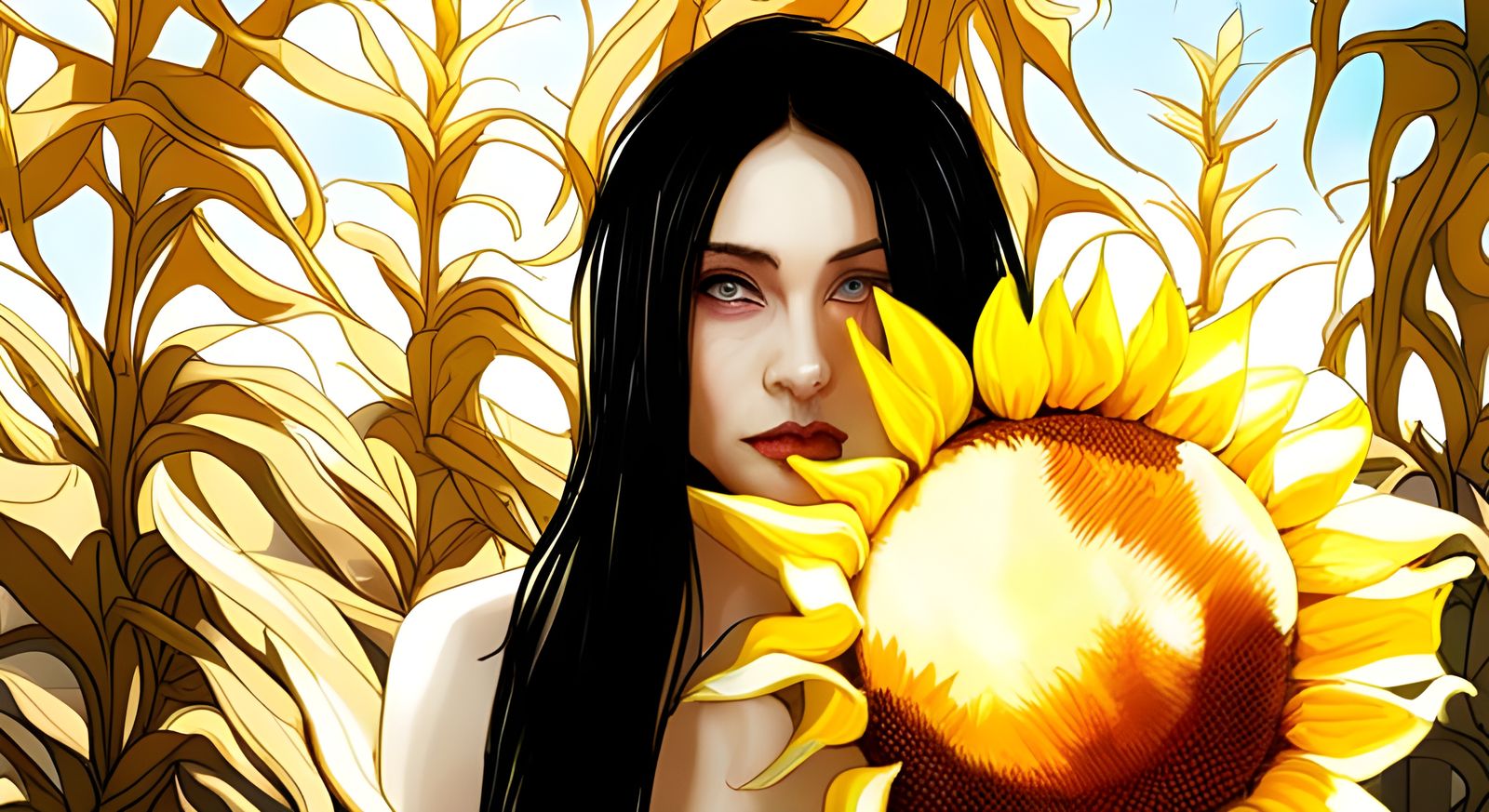 Brunette in Floral Wreath, Sunny Birch Forest