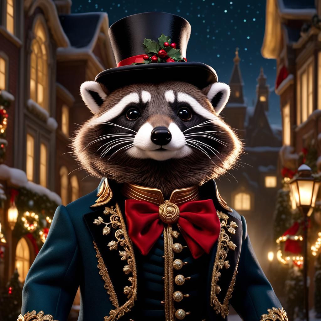 The Gentleman Raccoon Goes to a Christmas Party