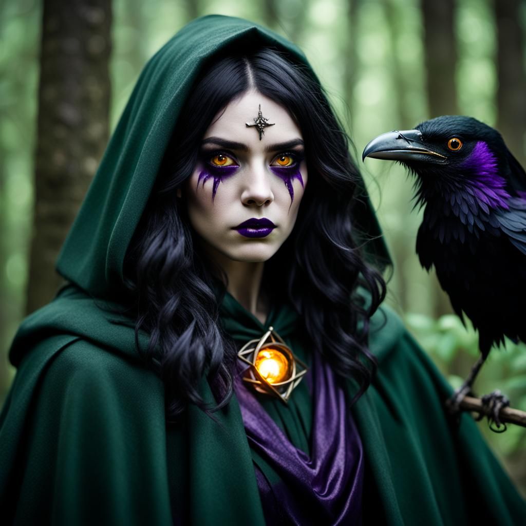 Sinister Forest Witch with Raven Staff
