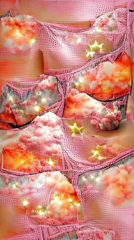 Eclectic Pink Sparkle Clouds and Floral Lingerie in 3D