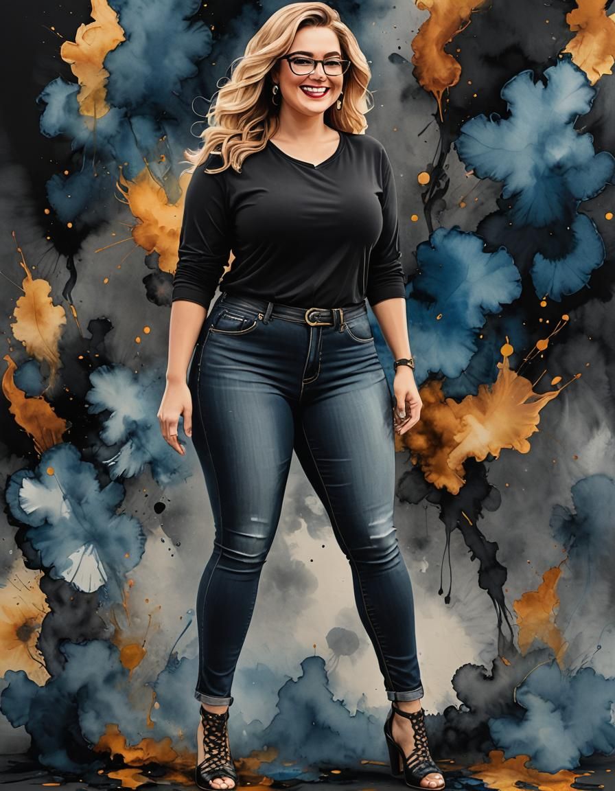 Smokey Alcohol Ink Portrait of Curvy Woman