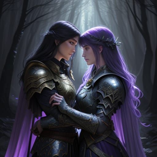 Mystical Dream Knights in Moonlit Forest