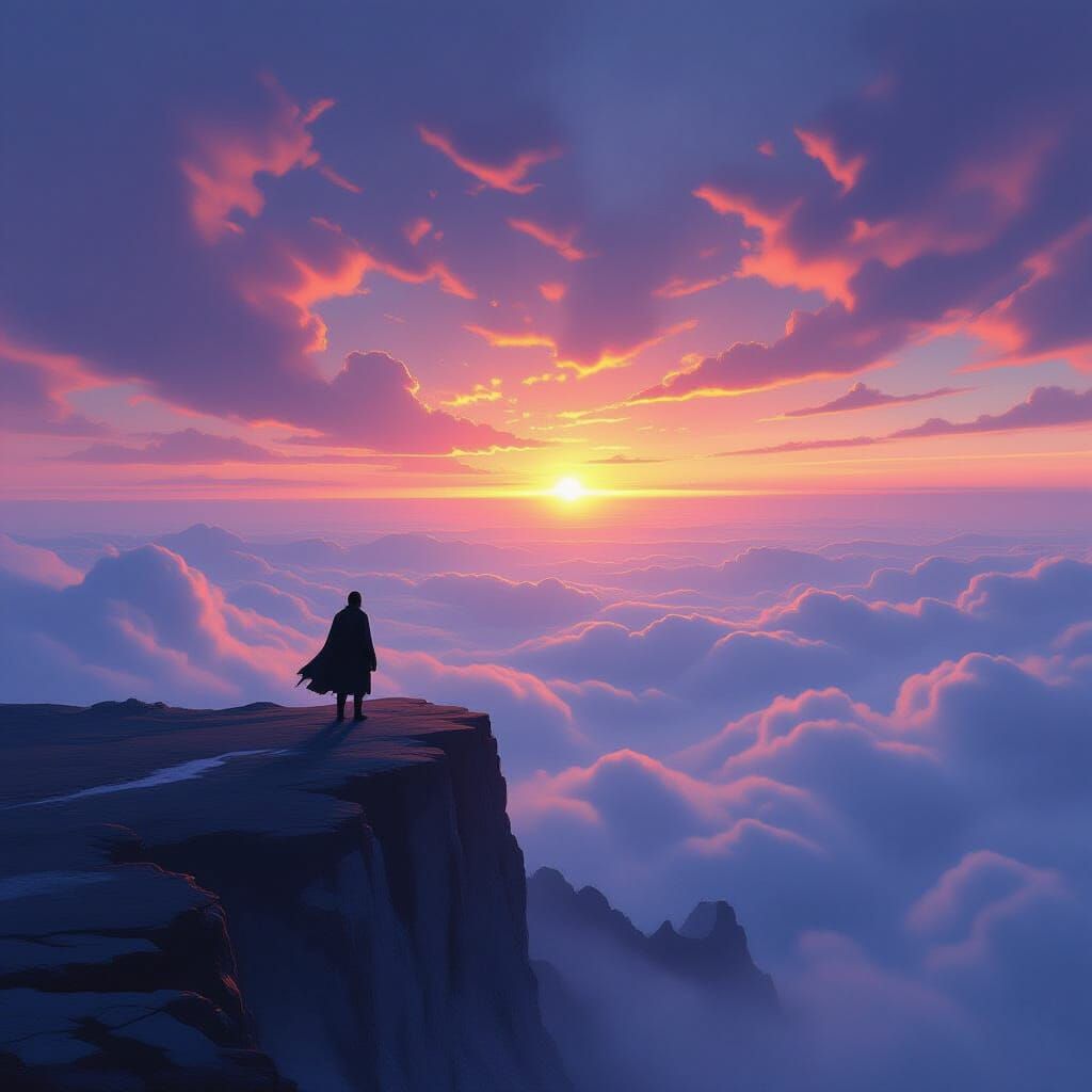 Epic Fantasy Sunrise Over Misty Landscape