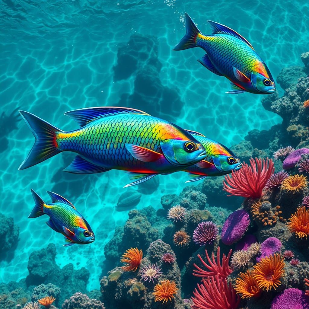 Iridescent Fish in a Coral Reef Paradise