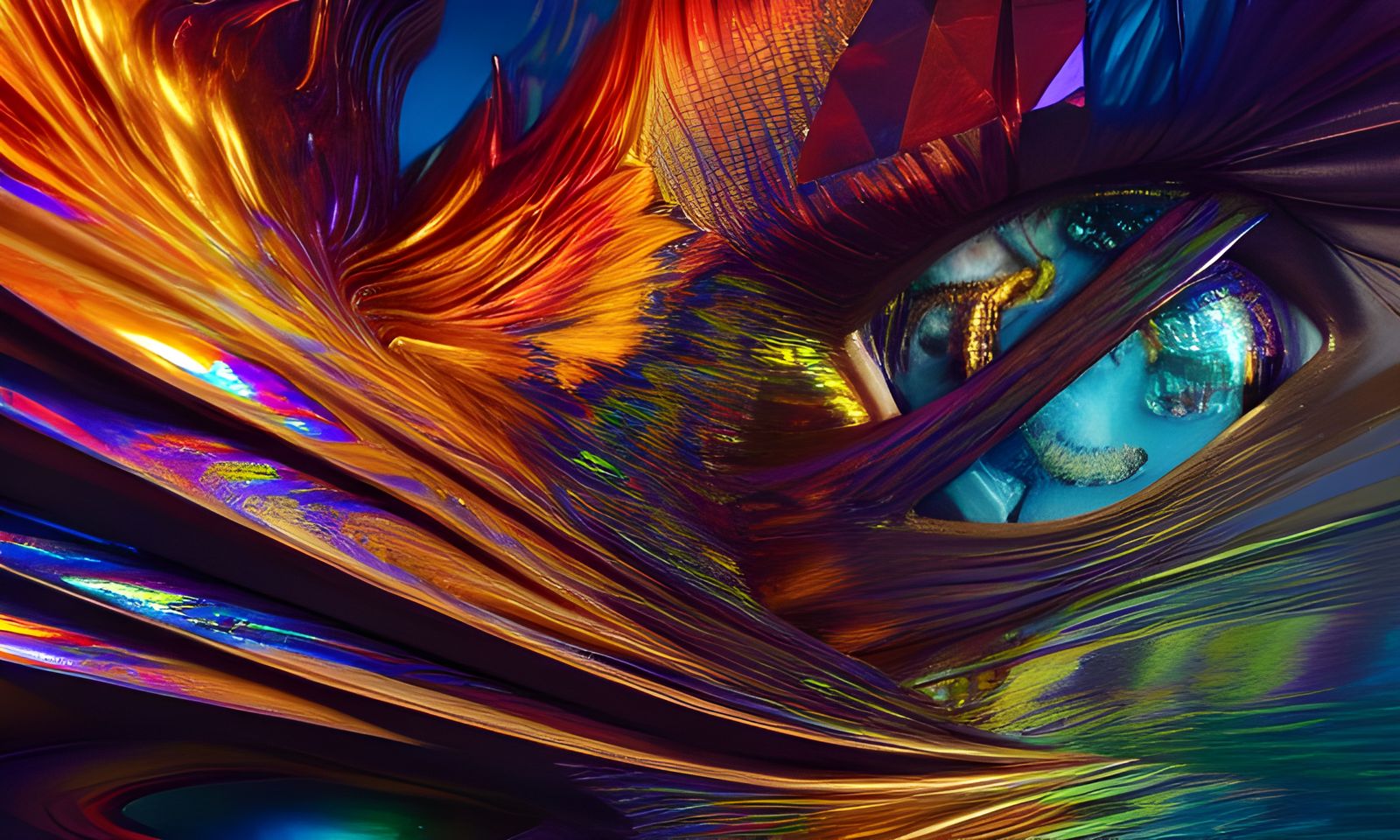 Iridescent Glass Flamestorm in Digital Art Style