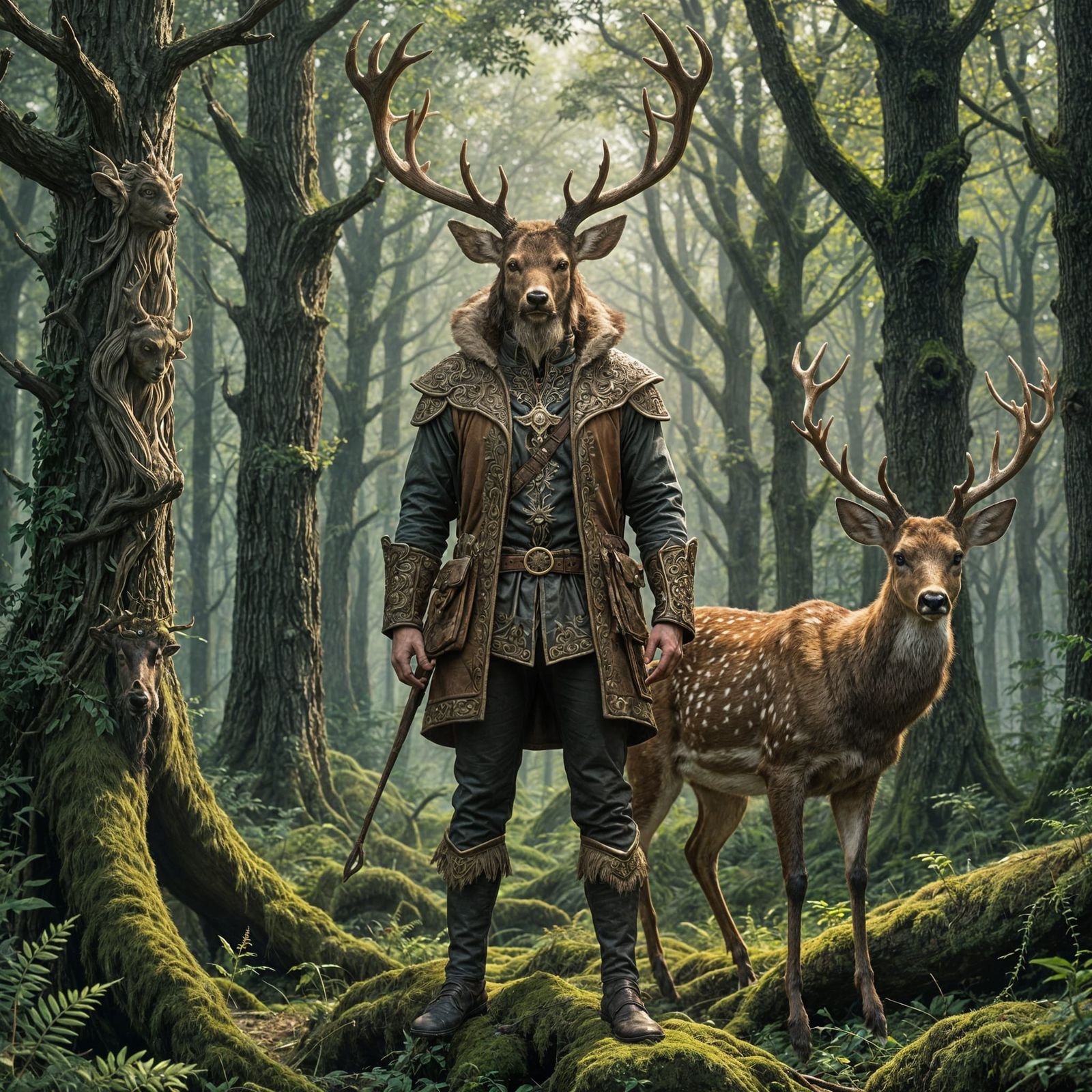 Detailed Forest Centaur Character with Antlers