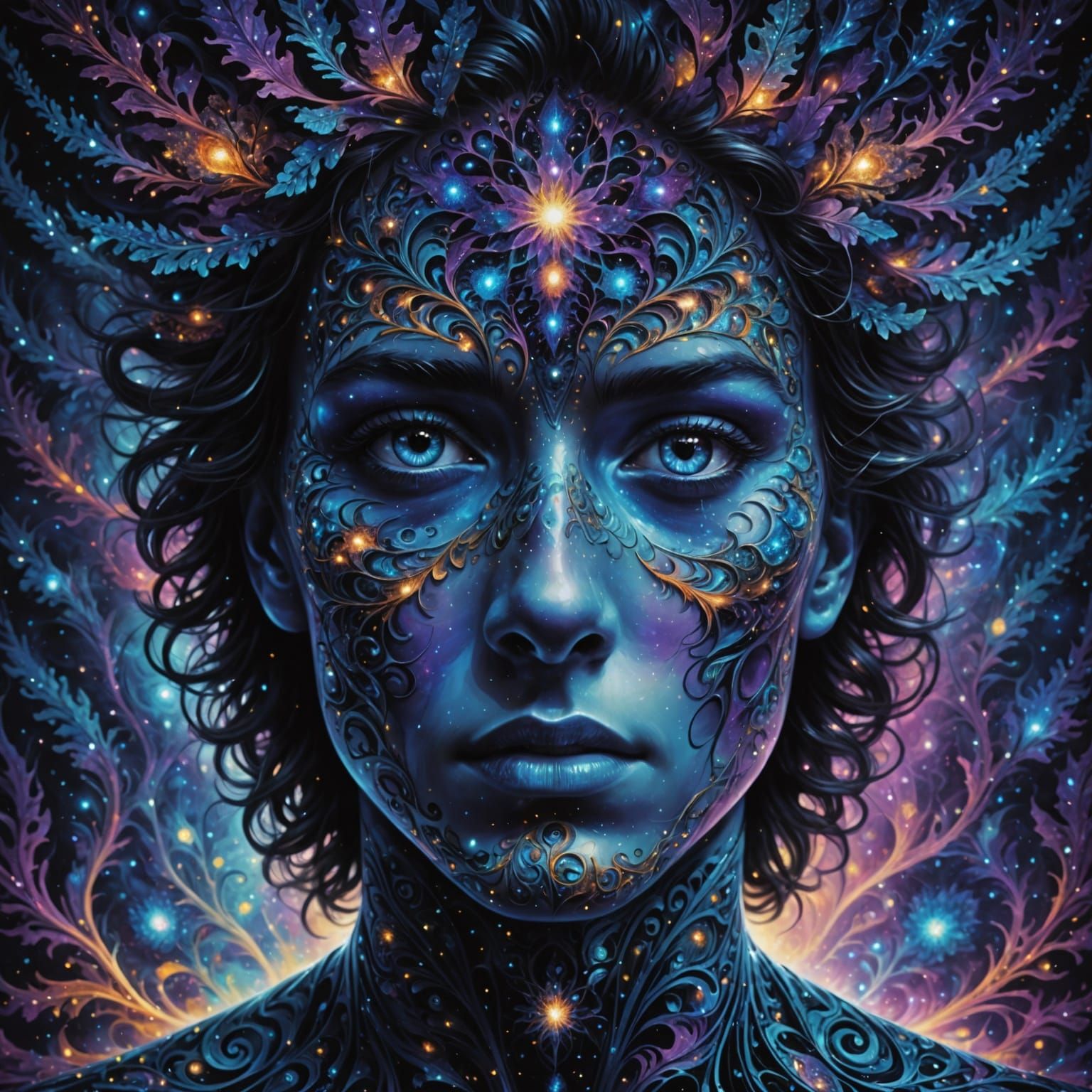 Surreal Face Emerges From Cosmic Fractals