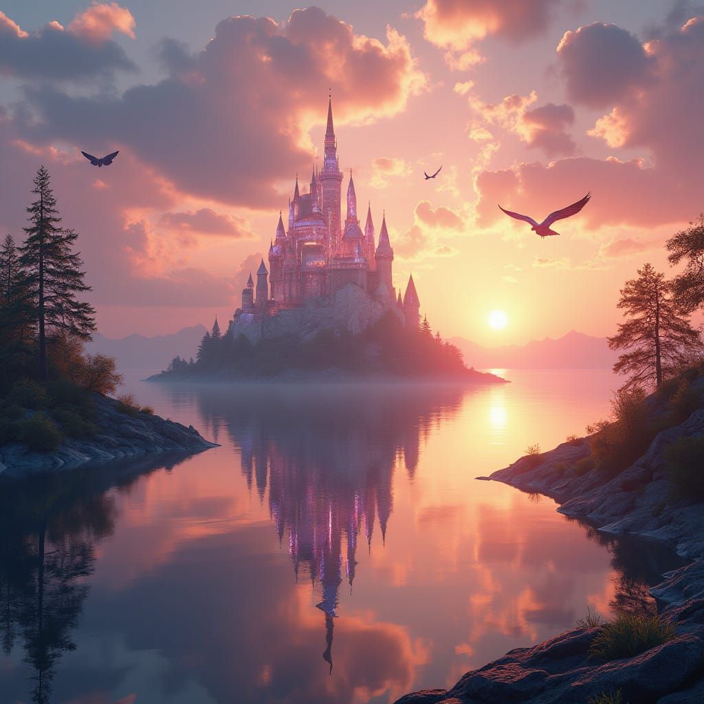 Majestic Crystal Kingdom by Sunset