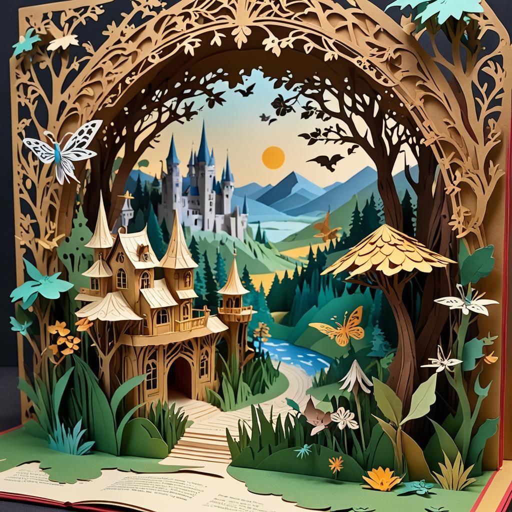 Fairy Tale Scene in Pop-Up Book