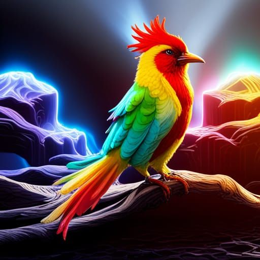 Fantastical Rainbow Bird Concept Art