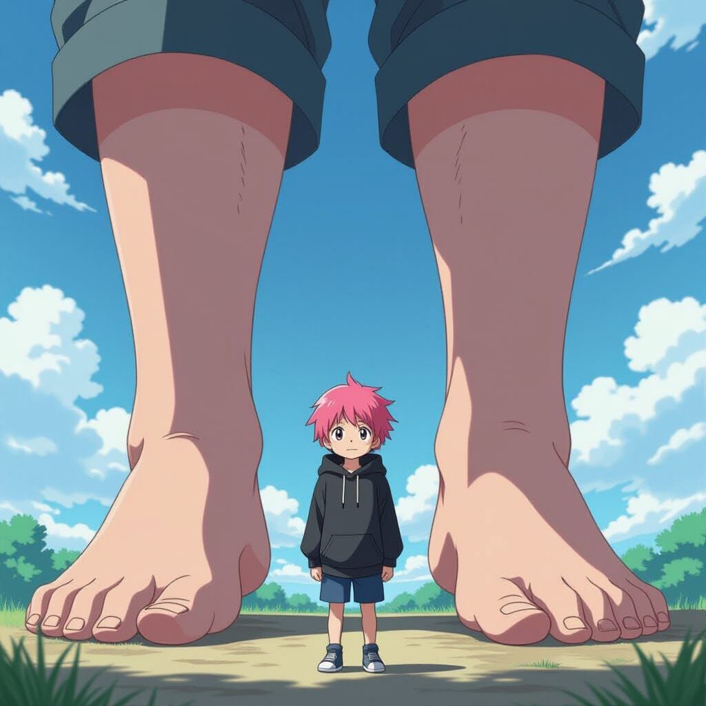Anime Style: Giant Feet Dominate the Sky