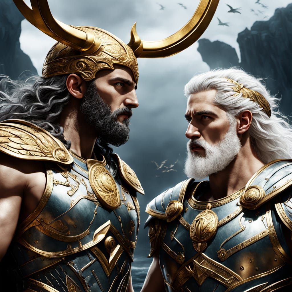 Epic Confrontation: Apollo and Odin Unite in Hyper-Realistic...