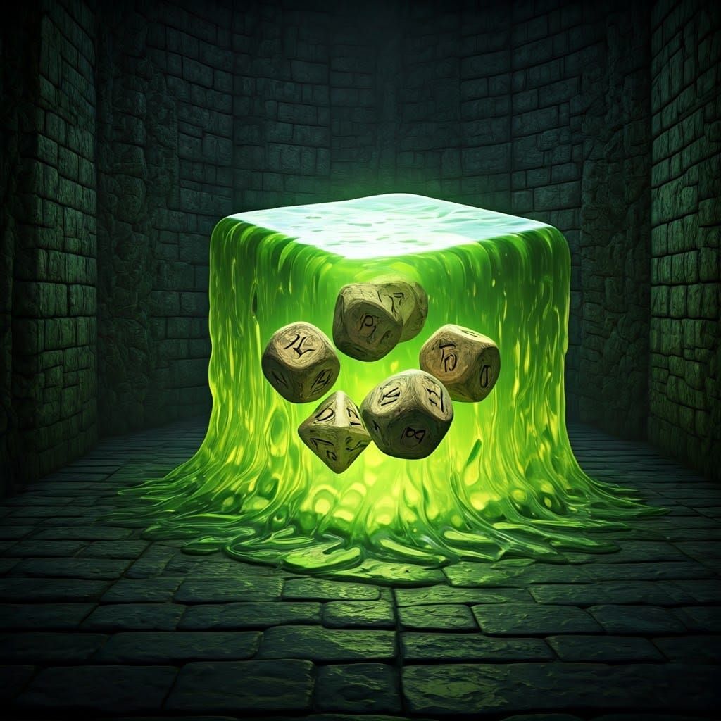 Gelatinous Cube in Dungeon Chamber
