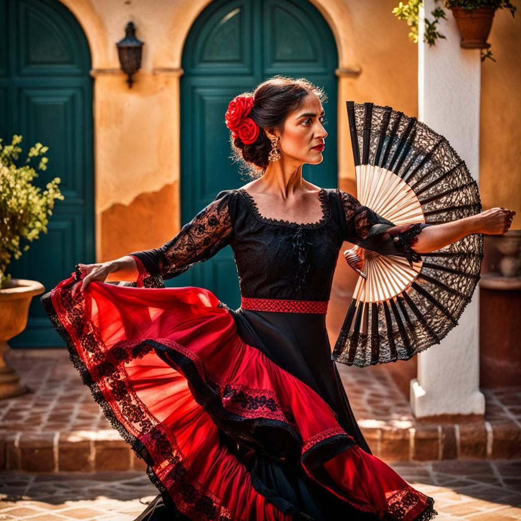 Passionate Spanish Gypsy Dancer in Sunlight