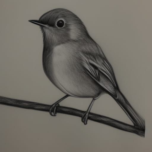 Detailed Charcoal Drawing of a Robin