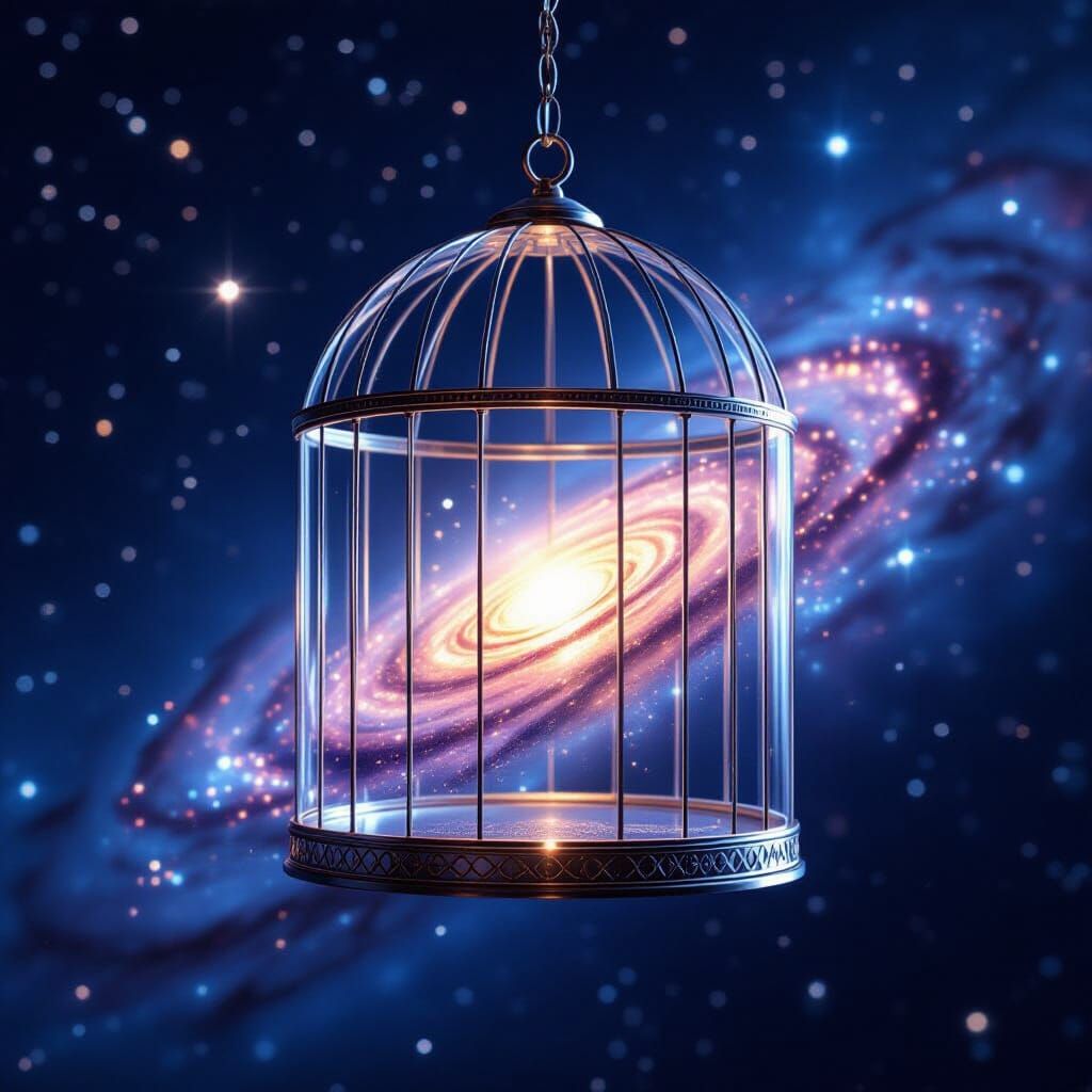 Crystal Birdcage Holds Galaxy In Cosmic Display