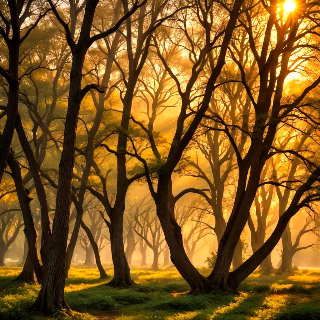 Serene Forest Landscape at Golden Hour