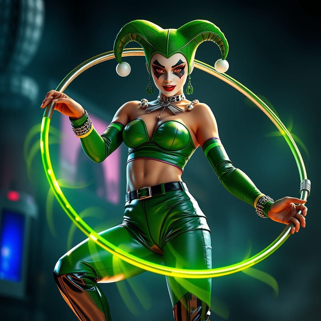 jester with hula hoop