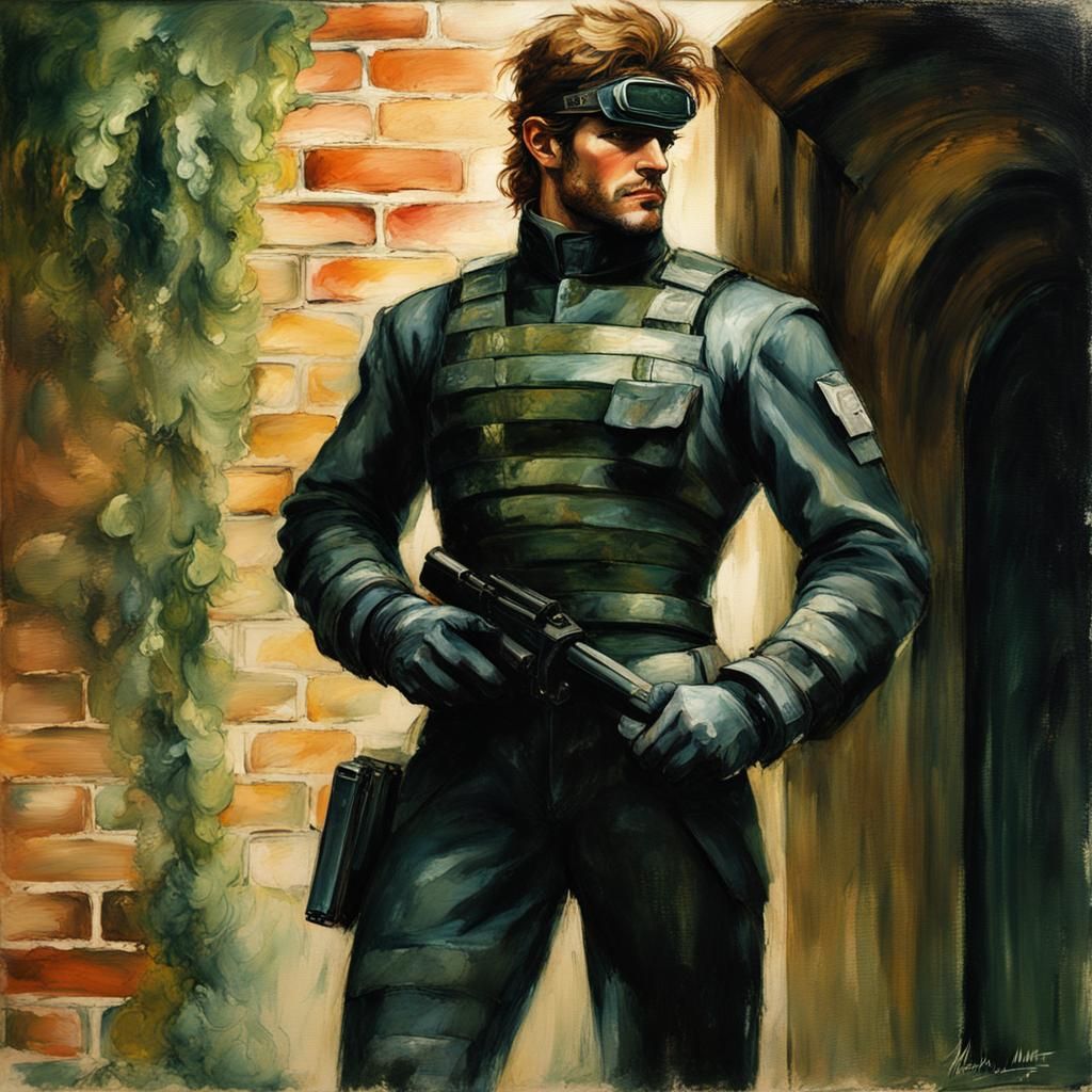Solid Snake in Classical Oil Painting Style