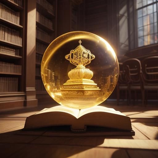 Magical Book and Crystal Ball in 3D Cinematic Style