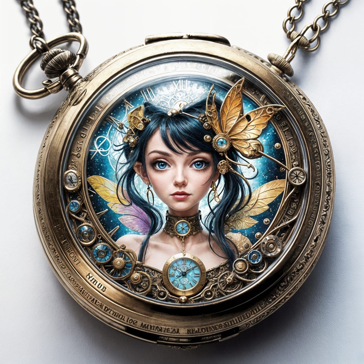 Fairy in Clockwork Pocket Watch: Science Fiction Art