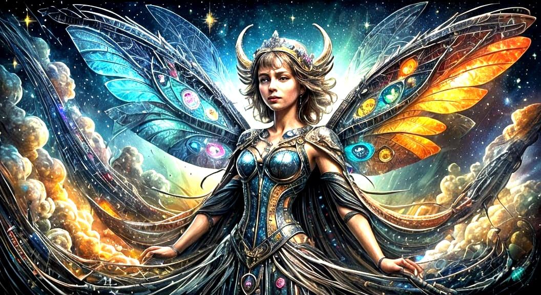 Biopunk Fairy in Scintillating Mosaic Atmosphere