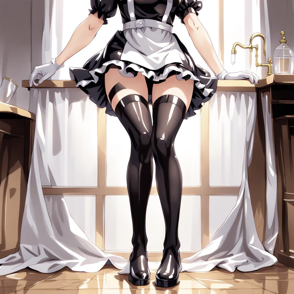 Anime Maid in Latex Pantyhose: Manga Style