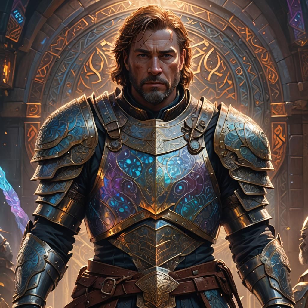 Fantasy Warrior in Detailed Armor Digital Art