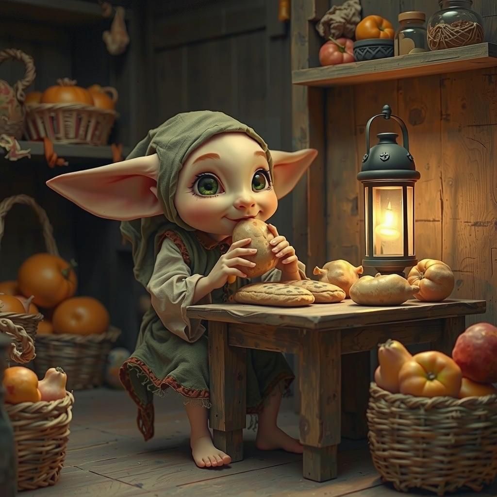 House Elf's Meal: A Charcoal Renaissance Drawing