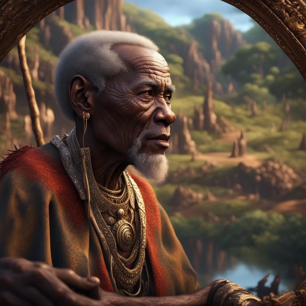 Zulu Man Sees Reflection: Fantasy Concept Art