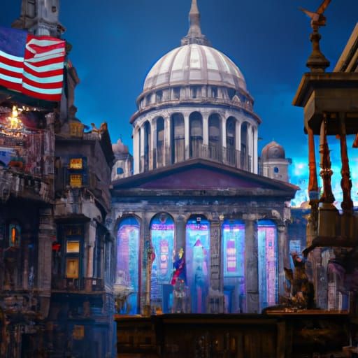 17th Amendment America in Detailed Matte Painting Style