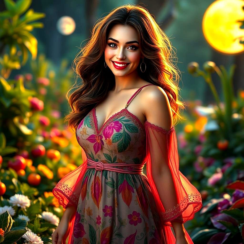 Vegetable Dress: Colorful Garden Stroll in Digital Art