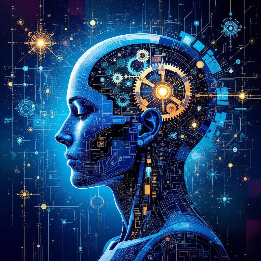 AI Collage Illustration of a Large Language Model