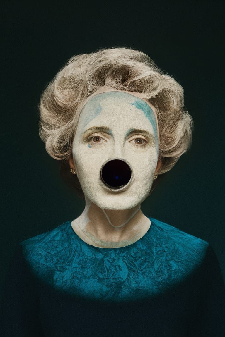 Abstract Face Photogram in Velvet Painting Style