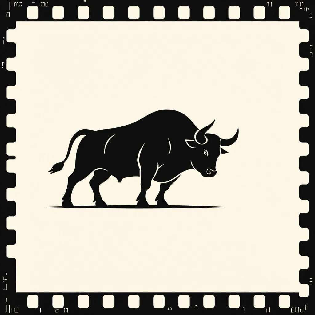 Aggressive Bull Silhouette Logo in Cinematic Style