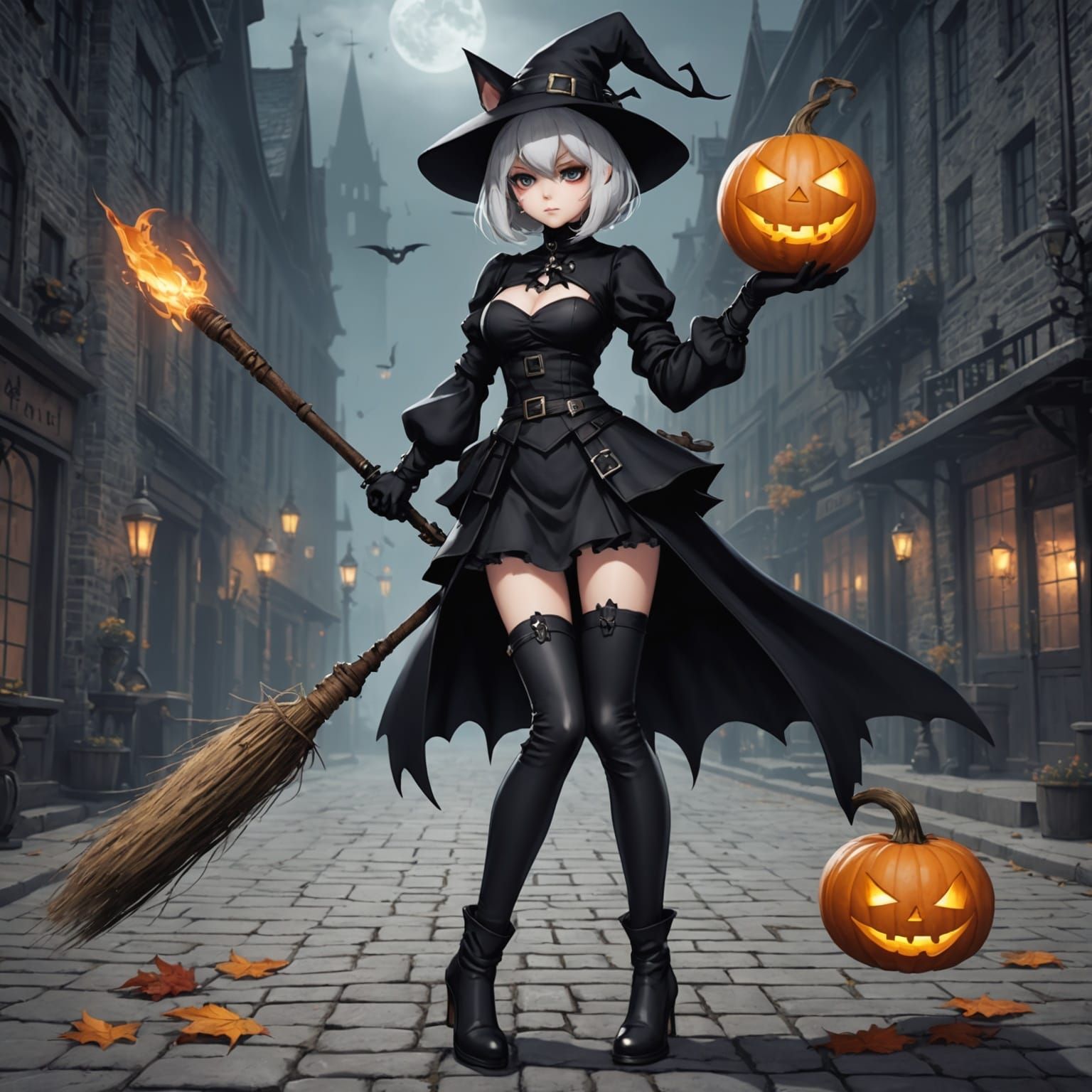 2B as Witch in Cat Outfit