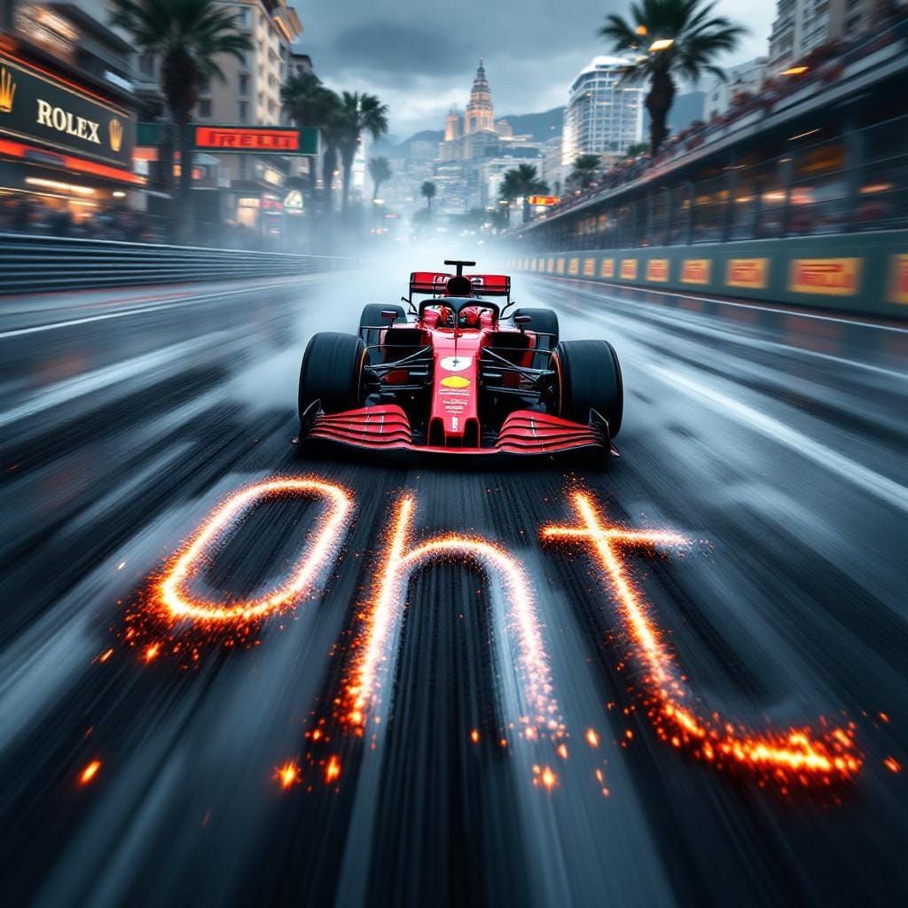 Formula 1 Car Tire Tracks on Monaco Grand Prix