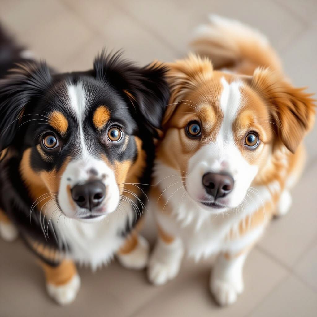 Dogs with Big Eyes Staring