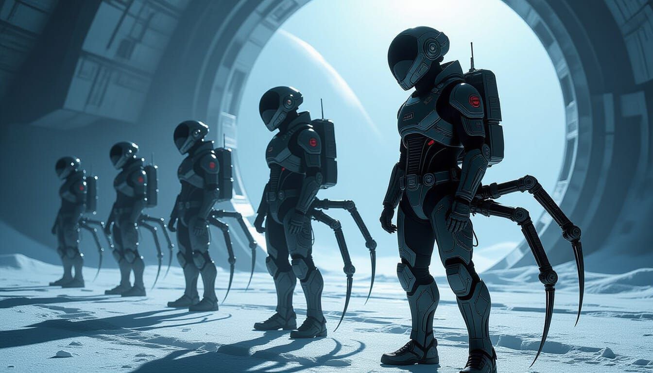 Space Soldiers with Biomechanical Spider Legs