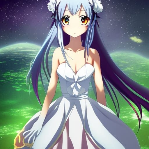 Anime Girl with Powers in Night Sky