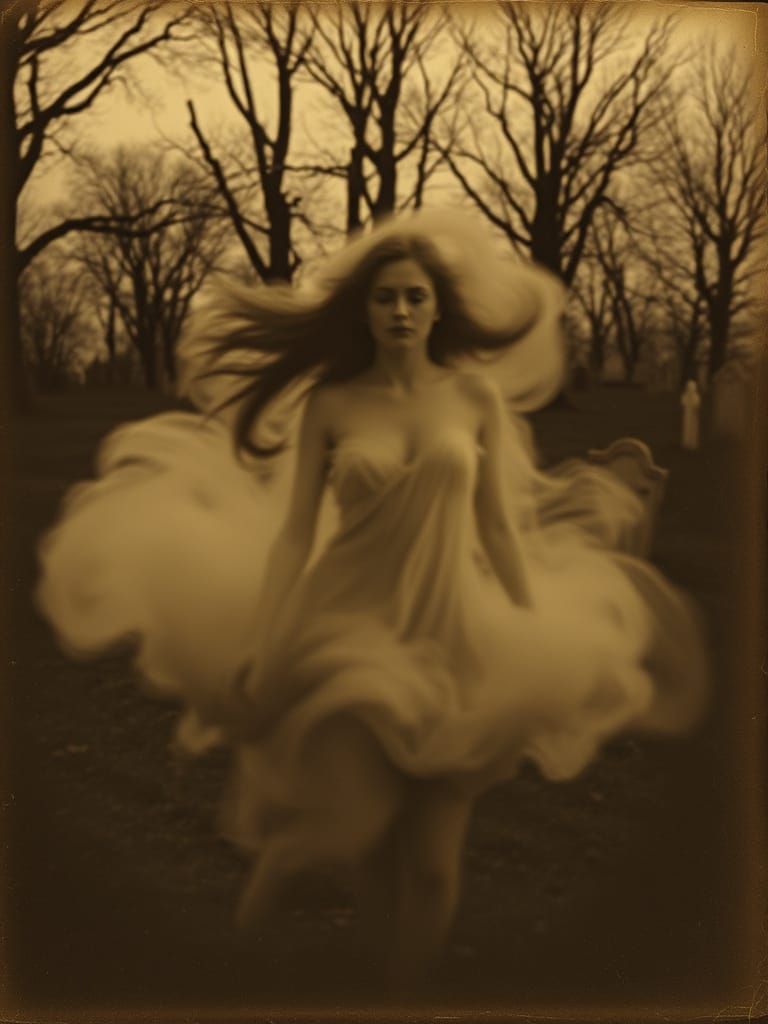 Mysterious Midnight Specter in a Vintage Sepia Tone