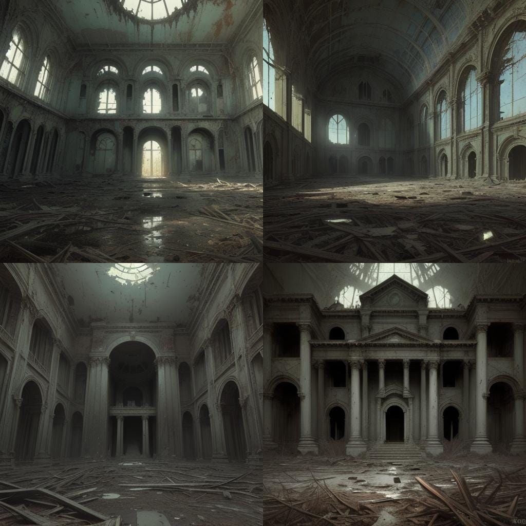Abandoned American Landmarks in Dark Horror Style