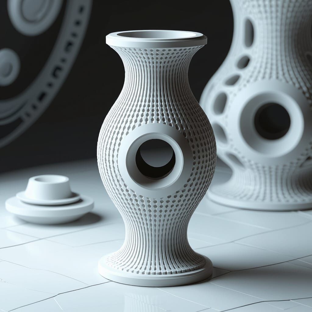 3D STL Vase with Central Loop Fitting, Computational Style