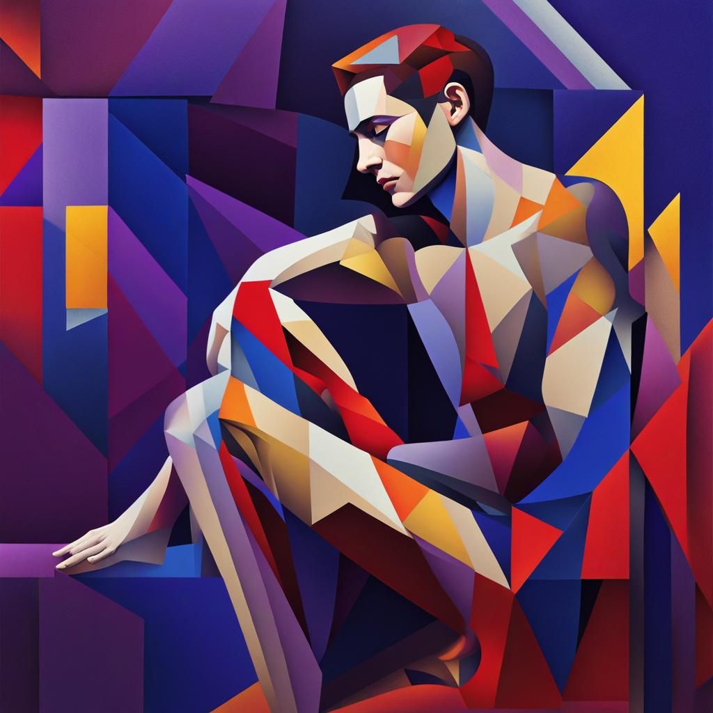 Geometric Contemplation: A Fusion of Art Deco and Futurism