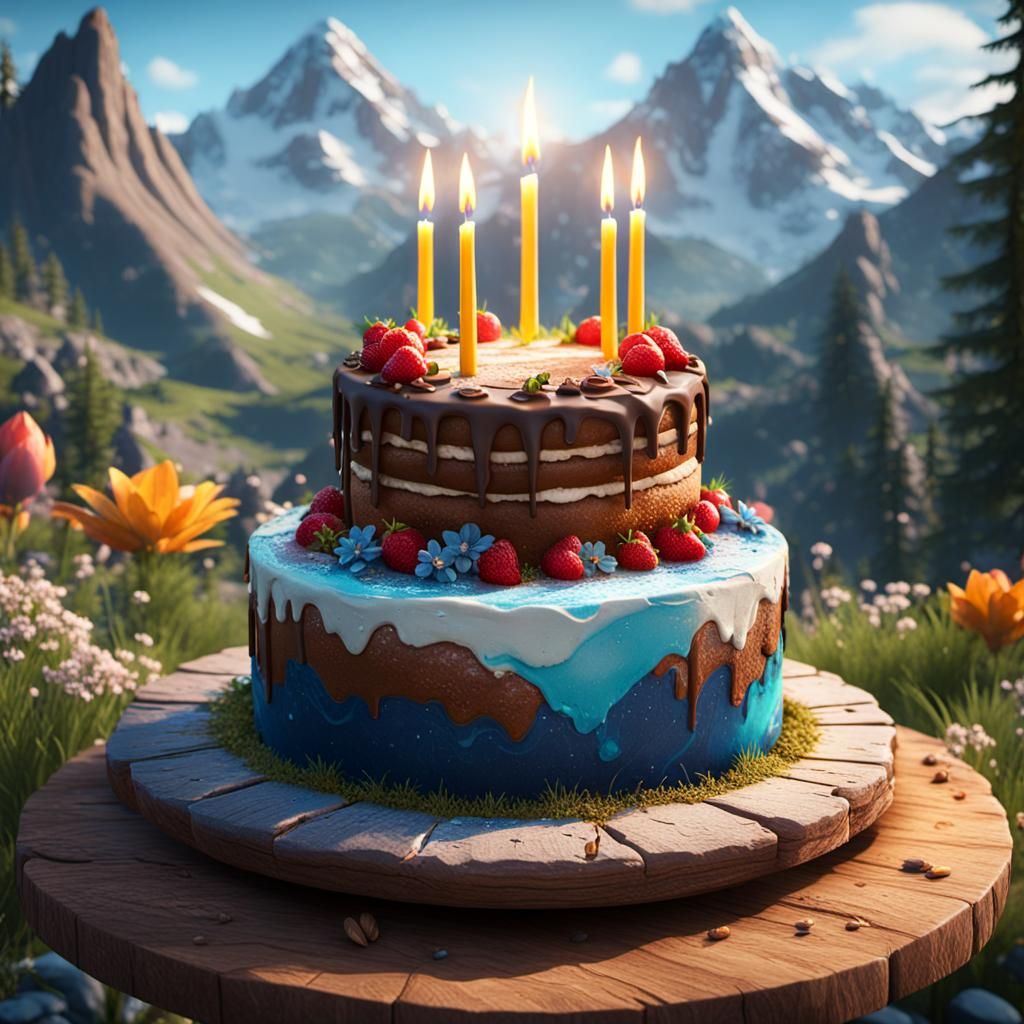 Elegant 3D Birthday Cake by Mountain