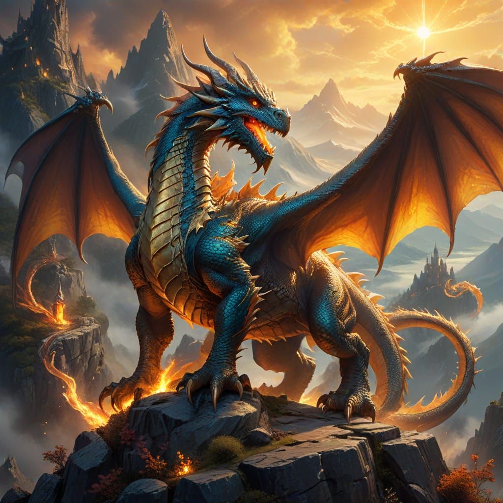 Dragon and Wizard Fantasy Concept Art