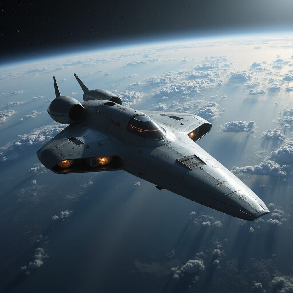 Alien Spaceship Hovering Above Earth: Hyperrealistic Renderi...